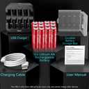 Hixon Rechargeable Lithium AA Batteries,12Pack 1.5V Li-ion Batteries with 2H Fast Charger,3500mWh High-Capacity Long-Lasting Constant Output for Xbox/VR,Blink,Smart Lock,etc.