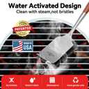 Bristle-Free Steam Cleaning Grill Brush Kit Luxurious Long Rosewood Handle, Includes 1 Replacement Head Safe BBQ Grill Cleaning for Outdoor Grill Great Gift for Men/Dad