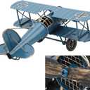 Airplane Decor, Vintage Metal Boy's Room Props Desktop Decoration, Hanging Aircraft Handicrafts for Home, Cafe, Bar, and Office Decor, Christmas Birthday Gifts, Christmas Decorations (Blue)