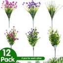WILLBOND 12 Bundles Artificial Flowers Outdoor, UV Resistant Faux Artificial Plants Shrubs Plastic Flower Bulk for Hanging Planter Porch Window Home Spring Summer Decor(Fuchsia, White, Purple)