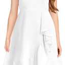 MITILLY Girls Lace Flower Ruffle Dress Chiffon Halter A Line High Low Flowy Junior Bridesmaid Dresses for Wedding Party (White), Size 8 years