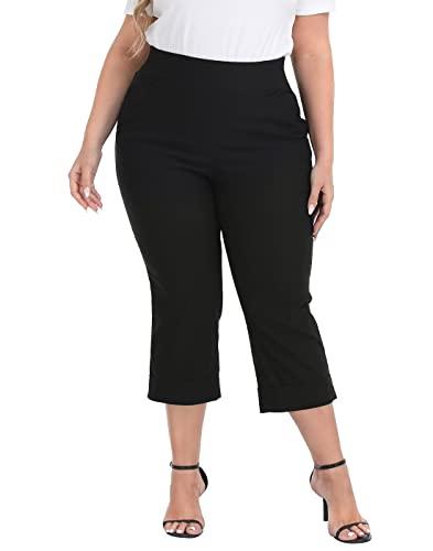 HDE Plus Size Pull On Capris for Women with Pockets Elastic Waist Cropped Pants Black - 3X, Size 22W HDE Plus Size Pull On Capris for Women with Pockets Elastic Waist Cropped Pants Black - 3X, Size 22W