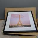 upsimples 16x16 Picture Frame Set of 3, Made of High Definition Glass for 12x12 with Mat or 16x16 Without Mat, Wall and Tabletop Display Photo Frames, Black