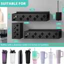 Magnetic Water Bottle Organizer for Fridge, Magnetic Cup Holder for Stanley 30 40 Oz with Tumbler Lid & Straw Organizer, 8 Tumblers Kitchen Storage Rack for Stanley Cup Accessories, Space-Saving