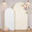 White and Beige Arch Backdrop Cover for Wedding, 7.2FT 6FT Set of 2 Stretchy Spandex Fitted Arch Stand Cover for Baby Shower, Birthday Party Decor, Chiara Backdrop Cover with Double-Sided Design