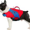 Fragralley Dog Life Jacket with High Buoyancy, Reflective Strips, Rescue Handle, Adjustable Fit, Quick Release Buckles, Tear-Resistant Nylon, Swim Life Vest for Small Medium Large Dogs (RED(Spider Web))