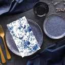 Cerise 100 pcs Blue Floral Napkins with Birds, Vintage Chinoiserie Disposable Cocktail Dessert Napkins for Decoupage, Baby Shower, Birthday, 100 Count (Blue)