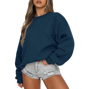 ANRABESS Women's Sweatshirts Hoodies Crewneck Oversized Fleece Pullover Sweaters Cute Top Y2K Teen Girls Preppy Clothes 2024 Navy Blue X-Large