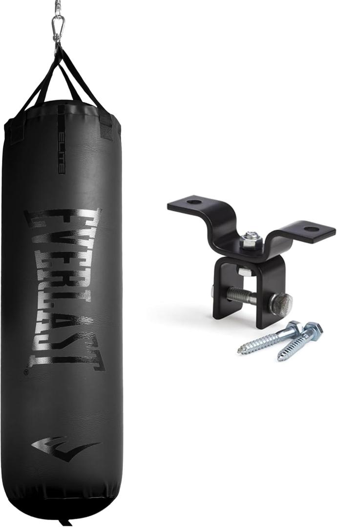 Everlast Elite Punching Bag Hanging Heavy Bag for Adults with Dual Strap System | Durable Boxing Bag for Boxing, MMA, Muay Thai, Home Gym Training