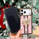 Cute Compatible with iPhone 17 Pro Max Glitter Case,Luxury Sparkly Butterfly Floral with Shinny Bling Foldable Stand Kickstand,Slim Bumper Protective Cover for Women Girls(Pink)