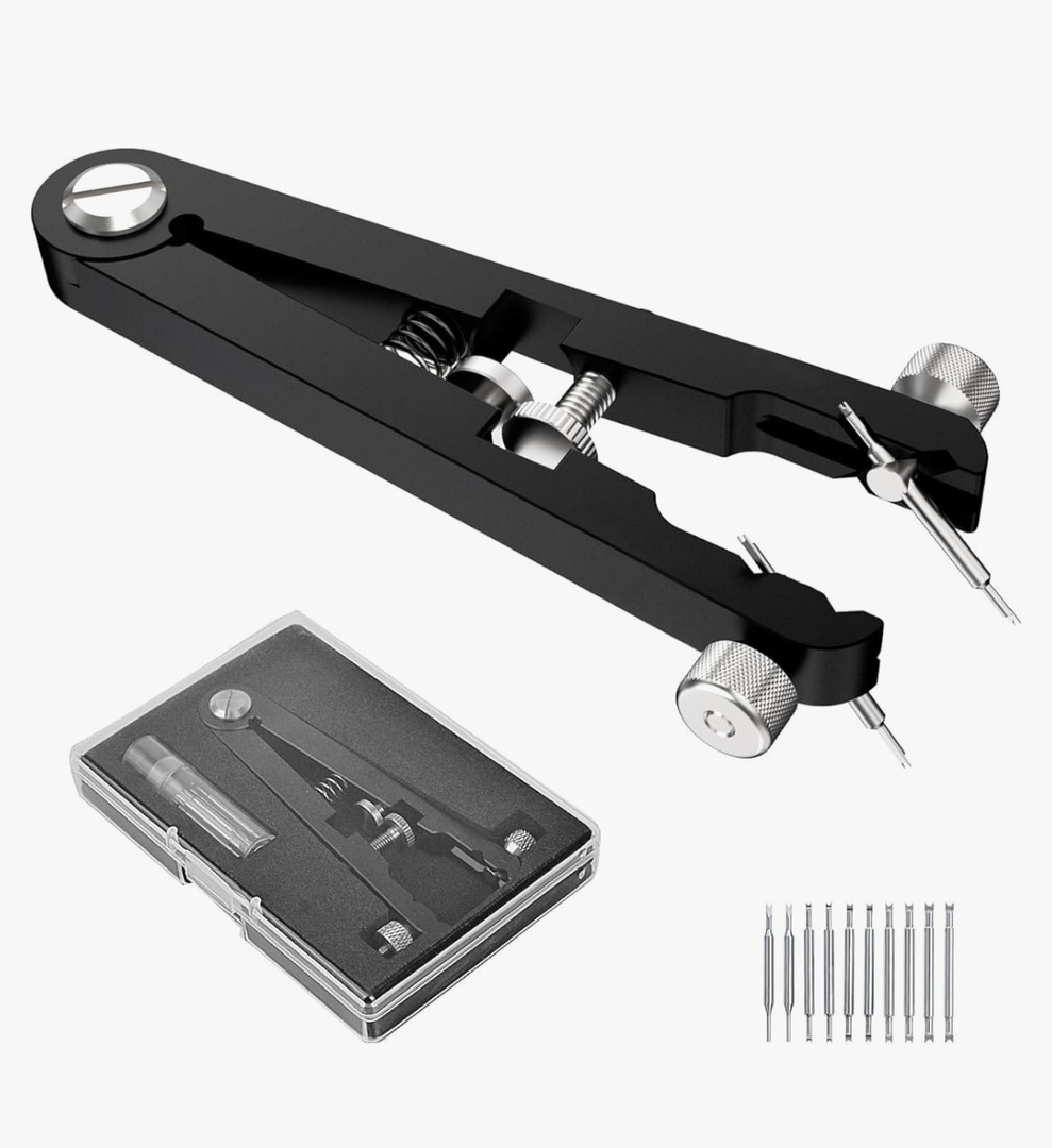 Watch Spring Bar Tweezer Tool Set with Durable 10 Tips Pins, 6825 Spring Bar Plier Tool for Watch Wrist Bands Strap Removal Repair Fix Kit