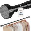 Closet Rod, No Drill Closet Rod for Hanging Clothes, 17-69in,Black