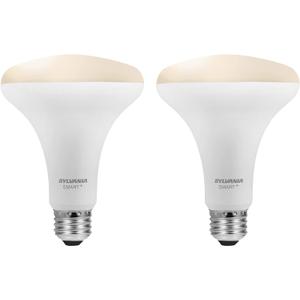 SYLVANIA SMART+ Bluetooth Mesh 60W Equivalent BR30 LED Light Bulb, Dimmable Soft White, Compatible with Alexa, 2 Pack