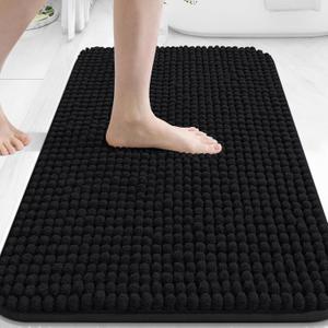 Arotive Bathroom Rugs 30" x 20", Ultra Soft Absorbent Chenille Bath Rugs, Non-Slip Rubber Backing, Machine Washable Bath Mats for Bathroom Floor, Tub and Shower, Home Decor Accessories, Black