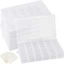 6 Pack 36 Grids Plastic Organizer Box with Adjusatble Dividers and 600 PCS Label Stickers, Clear Bead Storage Container for Crafts Jewelry Fishing Tackles