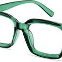 IBOANN Oversized Blue Light Glasses for Woman, Funky Fashion Glasses With Preppy Look, Reduce Screen Fatigue Computer Glasses (Medium, Basil Green)