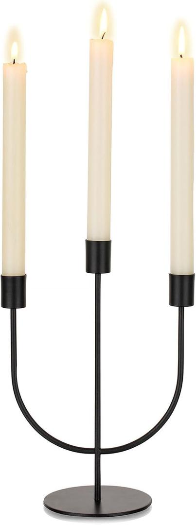 Sziqiqi Modern Candlestick Candle Holders - Matte Black Candelabra for Halloween Tabletop Taper Candlesticks Decor for Home Decorative Candle Stick Holder for Thanksgiving Formal Events Dining Room (1 Pc)