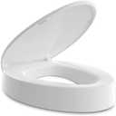 Ccbello Elongated Toilet seat risers for Seniors, Slow Close, Elevated Toilet seat, Heavy Duty, Never Loosen, Raised Toilet seat Elongated Bowl, White(18.5”)