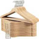 Wood Hangers - Non-Slip 30 Pack with 360 Swivel Hook & Notches, Slim Coat Hangers for Shirt, Suit, Jacket, Dress, Natural