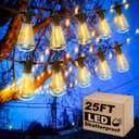 25ft Outdoor String Lights, LED Patio Hanging With 12 Shatterproof Bulbs, Waterproof ETL Listed Bistro for Backyard Garden Cafe (ST38-25FT)