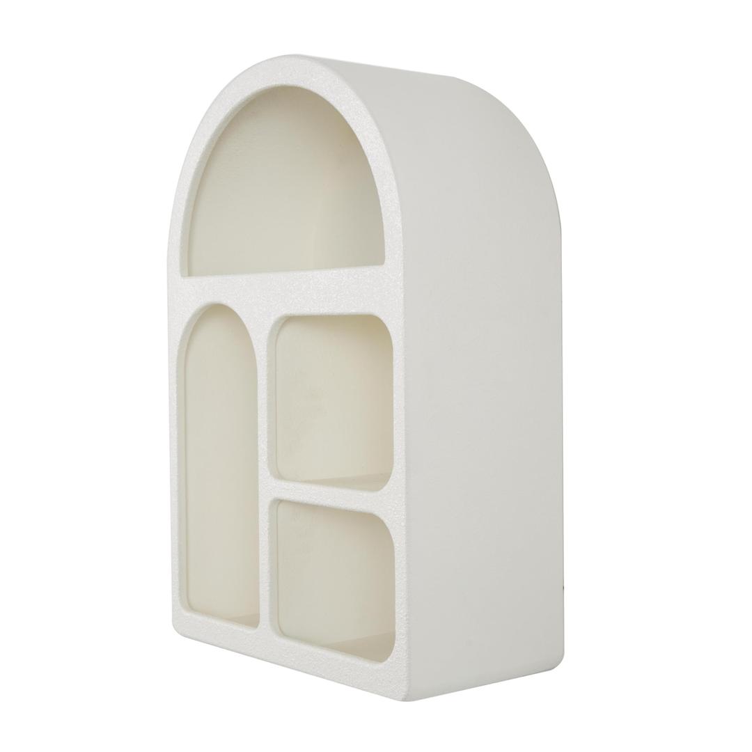 Deco 79 Wooden Geometric Arched 4 Shelf Wall Shelf with Varying Block Shapes, 16" x 8" x 24", Cream