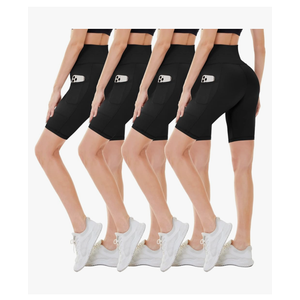 CAMPSNAIL 4 Pack Biker Shorts Women with Pockets – 5"/8" High Waist Tummy Control Workout Gym Yoga Running Compression Shorts XL