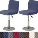 HFCNMY Bar Stool Covers with Backs,2 Pack Stretch Bar Stool Chair Covers,Jacquard Bar Stool Covers,Washable Bar Chair Covers Swivel Barstool Covers Slipcovers with Back Blue