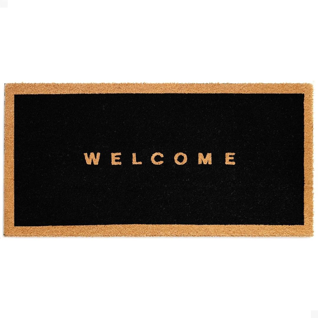 THEODORE MAGNUS Door Mat Coir Doormat for Outdoor Entrance, Durable Welcome Mat with Non-Slip Backing, Perfect for Front Door and Entryway - Outdoor/Indoor - Welcome Canvas - 24" x 48"