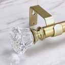 Gold Curtain Rod Set with Crystal-clear Diamond Pattern Finials, 72-144 inch, Standard Single Drapery Rod for 1 Pack, 7/8 inch diameter, Adjustable Length