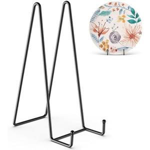 HONGYUTAI 3 Pack 12 Inch Plate Stands for Display Picture - Vinyl Table Top Display, Decorative Metal Frame Holders for Book , Photo and Platter, Tabletop Art, Black