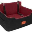 GL GLENSLAVE Dog Car Seat for Medium/Large Dogs, Dog Booster Seat for Pet Under 50lbs or 2 Small Dogs, Detachable and Washable Pet Car Bed, Multi-Functional Pet Booster Seat for Backseat(Black/Red)