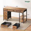 Huuger Computer Desk with 6 Drawers, Office Desk with Shelves, Reversible Gaming Desk, Corner Desk with Storage, Work for Home Office, Study, Living Room, 47inch, Rustic Brown