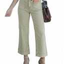 luvamia Wide Leg Jeans for Women Trendy High Waisted Flare Jeans Cropped Denim Pants Stretchy Baggy with Patch Pockets Army Green Size Large Fits Size 12-14
