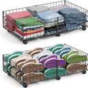 Mr IRONSTONE Under Bed Storage Containers with 6 Wheels | Upgraded Heavy-Duty Metal Frame Holds Up to 80LBS | Space-Saving Rolling Underbed Storage Organizer for Shoes, Clothes & Seasonal Items (2 Pack(25.4"16.7"6.3"))