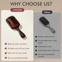 Boar Bristle Hair Brush for Women, Paddle Hairbrush Natural Boar Bristle for Thin Fine Hair Smooth Frizz Enhance Shine (Red)