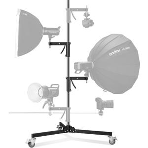 M20 Steel Wheeled Pistol Grip Heavy Duty Light Stand for Photography with Sliding Arm and Chrome-Plated Column Stand, Max. Height 6.5' Max. Load 22 Lbs, Ideal for Light Stand Photography
