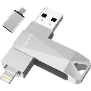 USB Flash Drive for iPhone 512GB Apple MFi Certified Photo Stick Thumb Drive, iPhone-Memory-Stick for iPad/iPhone/Computer Picture Keeper Portable Hard Drive GreySliver (Silver)