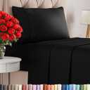 Twin Size 3 Piece Sheet Set - Comfy Breathable & Cooling Bed Sheets Set - Hotel Luxury Bedding for Women, Men, Kids, Teens, Boys & Girls - Deep Pockets, Ultra-Soft and Wrinkle Free - Oeko-Tex - Black (Sheet Only)