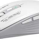 Wireless Mouse (Bluetooth & 2.4GHz USB) with Forward/Backward Side Keys, Silent Click, Ergonomic Portable AA Battery Mice for Laptop/Mac/iPad - Office & Travel Use, White & Grey