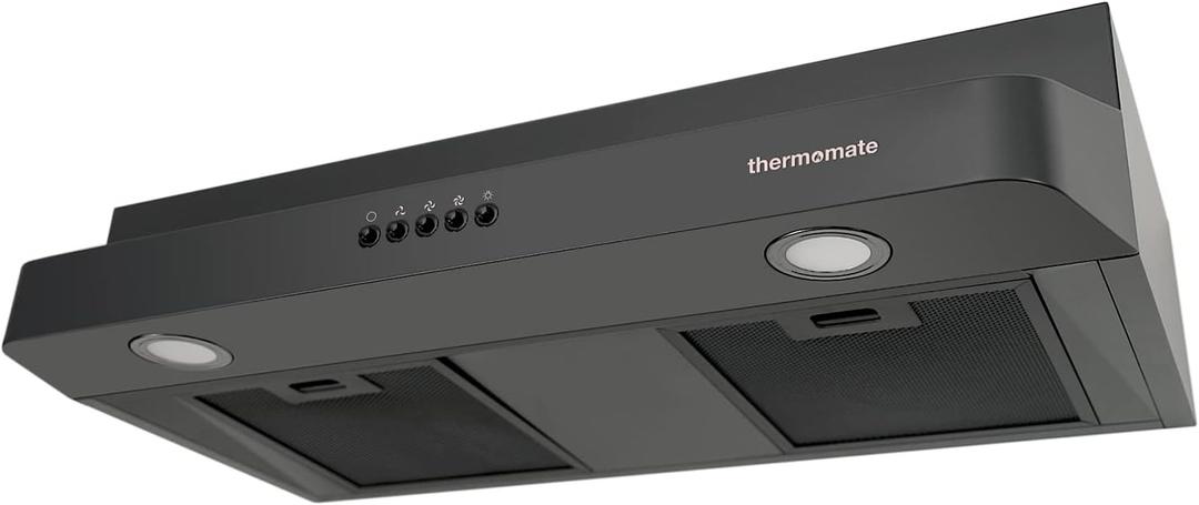 30 Inch Under Cabinet Range Hood, thermomate 230CFM Slim Vent Hood with 3 Speed Exhaust Fan, Insert Ducted Range Hood with 2 LED Lights, Black