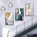 VARUFLY Bright Framed Wall Art Emerald Green and Gold Gray Modem Abstract Canvas Wall Art Paintings Prints Posters Wall Decor Pictures for Living Room Bedroom Office Home Decoration Set of 3 16X 24