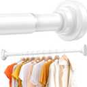 Closet Rods for Hanging Clothes 18 to 28 Inches, 1 Inch Adjustable Short Closet Rod Heavy Duty Clothes Hanging Tension Rod for Closet Wardrobes Laundry RV, White