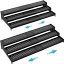 Expandable Spice Rack organizer with 3-Tier step shelf,Modern Design heavy duty,Non Skid and Visibility ,Great for Kitchen Cabinet,Bathroom,dressing table,Cupboard, Pantry and more(2PACKS/BLACK)
