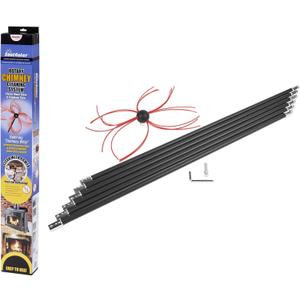 SootEater Rotary Chimney Cleaning System - Gardus RCH205-B Chimney Sweep Kit, Cleans Open Chimneys up to 18' with 6 Flexible 3' Rods, Chimney Cleaning Kit with Trim-to-Fit Spinning Chimney Whip