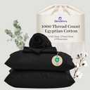 Bedlifes Egyptian Cotton Sheets 1000 Thread Count King Size, 4-Piece 16" Deep Pocket - Cooling & Breathable Ultra Soft Bedding for Hotel Comfort (Black)