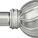 Silver Curtain Rods for Windows 72 to 144 Inches Adjustable Length Heavy Duty 7/8" Diameter Window Curtain Rod with Decorative Finials for Outdoor Farmhouse Bedroom Kitchen Living Room (36"-150"|1 Pack)