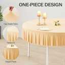 2 Pack Champagne Spandex Round Tablecloths 60 inch, Stretchy Fitted 5FT Table Cloths Wrinkle Free Round Table Covers with Skirt for Wedding Banquet Birthday Party Buffet Restaurant