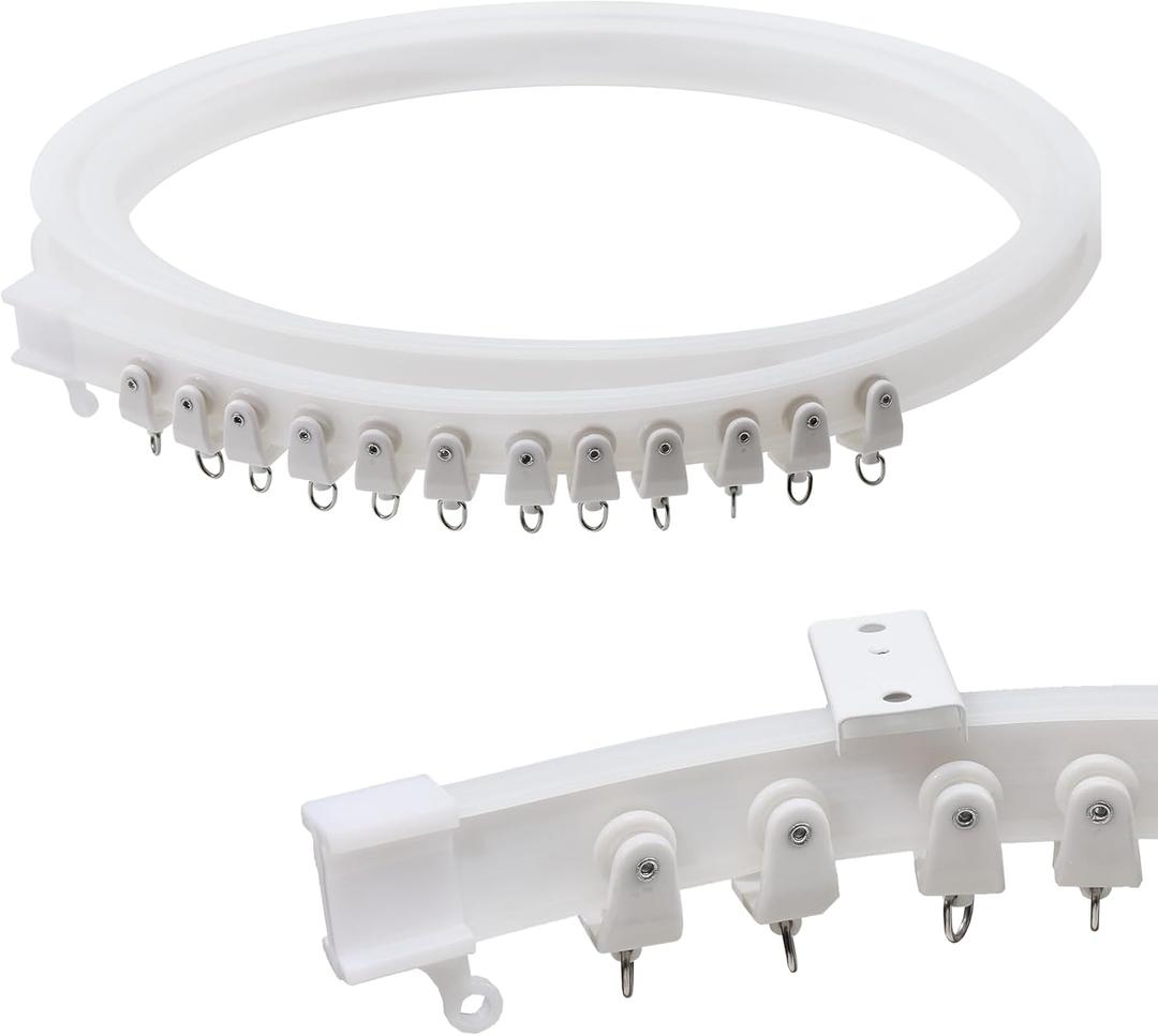 9.8 ft Ceiling Mounted Curtain Track Kit, Flexible Room Divider Rail for RV, Bathroom and Hospital (White)