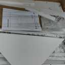 Rolanstar Corner Desk, 44.5" W x 34.5" H Small Computer Desk with Power Outlets, Gaming Desks with LED Lights, Triangle Corner Table with Keyboard Tray & Monitor Stand for Small Space, White