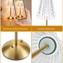Nusogon Rechargeable Cordless Table Lamp, Touch Control Crystal Desk Lamp with 3500mAh Battery, 3 Color Dimmable LED Small Lamp for Bedroom Bedside Restaurant Kitchen Home Decor
